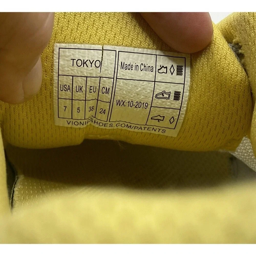 Vionic Tokyo Women‎ Gray Yellow Mesh Athletic Shoes Sneakers Size 7